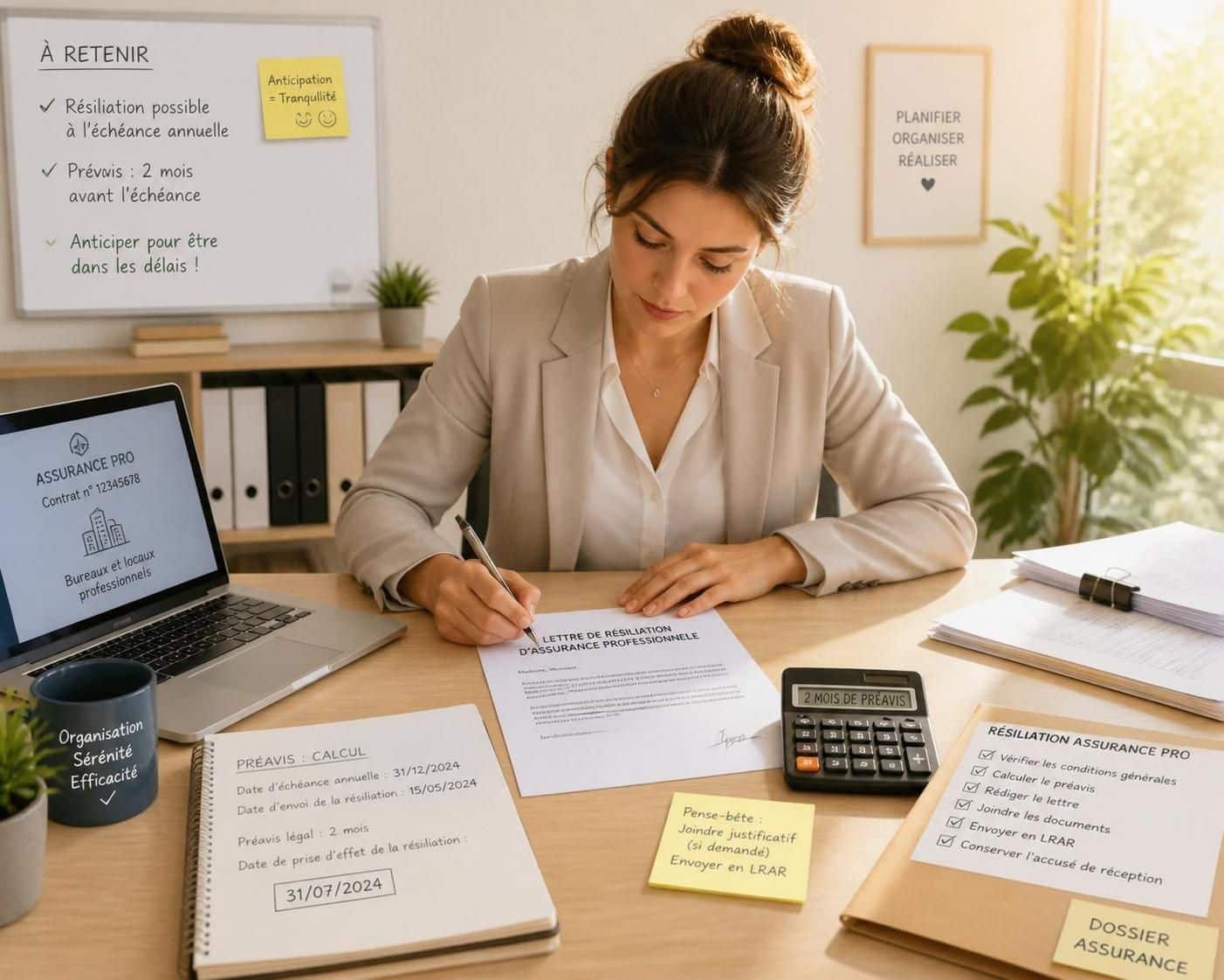 mod&egrave;le d&eacute;taill&eacute; de lettre de r&eacute;siliation d'assurance professionnelle pour pme, simple et pr&ecirc;t &agrave; utiliser pour faciliter vos d&eacute;marches administratives.