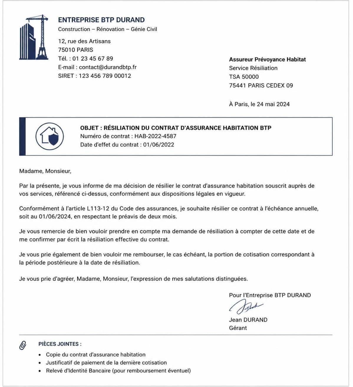 mod&egrave;le de lettre pour r&eacute;silier facilement votre assurance habitation btp, comprenant toutes les informations n&eacute;cessaires pour une d&eacute;marche rapide et conforme.